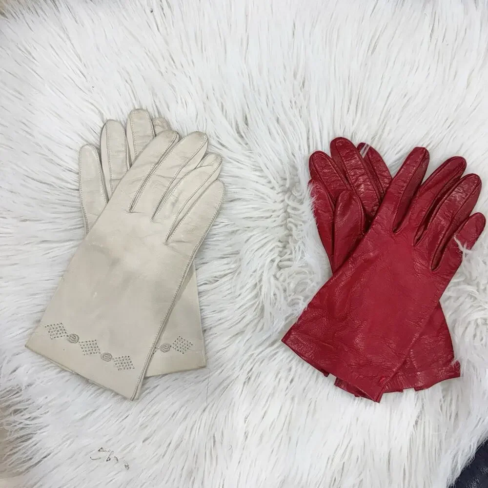 Vintage Genuine Leather Ladies Gloves Bundle costume old money 1950s #VW